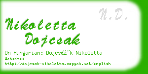 nikoletta dojcsak business card